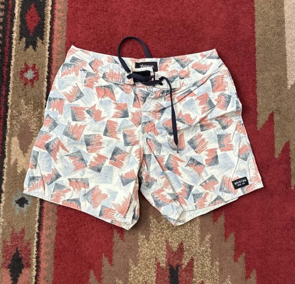 Brixton Beacon Trunk Boardshorts Size 28 Multi-Color Abstract Print Swim Trunks